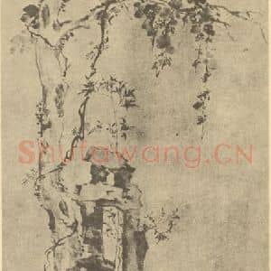 元代 倪瓒国画作品《树石图》摘自 南画大成 卷四