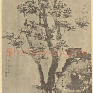 明代 陈栝国画作品《海棠图》摘自 南画大成 卷四