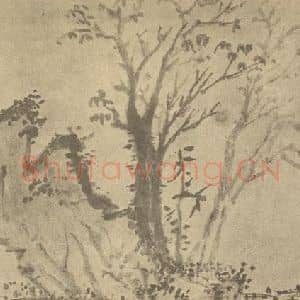 清代 翁同和国画作品《树石图》摘自 南画大成 卷四