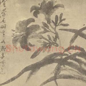明代 徐渭国画作品《萱草》摘自 南画大成 卷四