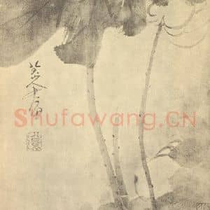 清代 朱耷国画作品《荷花图》摘自 南画大成 卷五