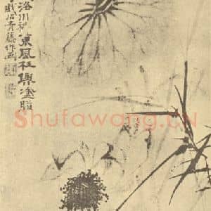 清代 道济国画作品《荷花图》摘自 南画大成 卷五