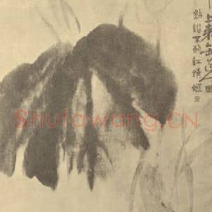 清代 吴昌硕国画作品《荷花图》摘自 南画大成 卷五