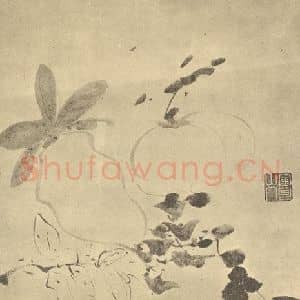 明代 徐渭国画作品《葡菜瓜菱图》摘自 南画大成 卷五
