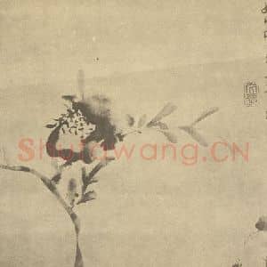 明代 徐渭国画作品《石榴》摘自 南画大成 卷五