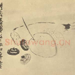 清代 道济国画作品《蔬果》摘自 南画大成 卷五