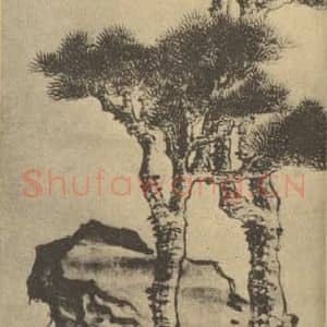 清代 梅清国画作品《松石图》摘自 南画大成 卷五