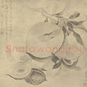 清代 王概国画作品《桃实》摘自 南画大成 卷五