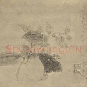 清代 金农国画作品《白茄》摘自 南画大成 卷五