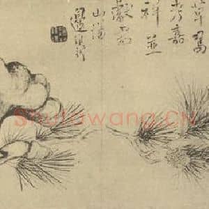 清代 边寿民国画作品《松芝》摘自 南画大成 卷五