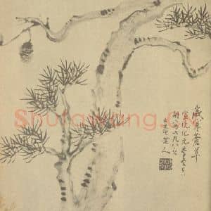 清代 陈豪国画作品《画松》摘自 南画大成 卷五