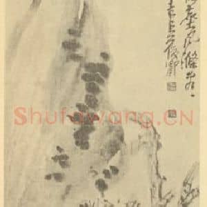 清代 吴昌硕国画作品《松石图》摘自 南画大成 卷五