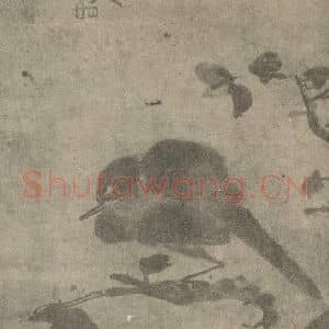 清代 朱耷国画作品《睡鸟图》摘自 南画大成 卷六