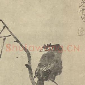 清代 朱耷国画作品《画鸟》摘自 南画大成 卷六