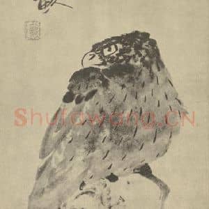 清代 朱耷国画作品《画鹰》摘自 南画大成 卷六