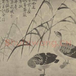 清代 边寿民国画作品《芦雁图(四)》摘自 南画大成 卷六