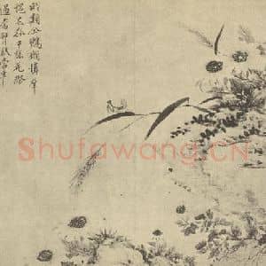 清代 邹一桂国画作品《秋花蟷螂图》摘自 南画大成 卷六