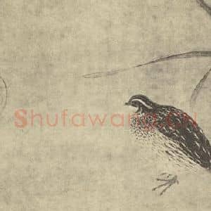 宋·辽代 宋徽宗赵佶国画作品《鹌鹑图》摘自 南画大成 卷六