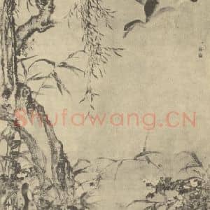 清代 沈铨国画作品《秋塘芦雁图》摘自 南画大成 卷六