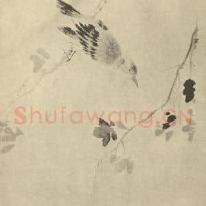 清代 汪恭国画作品《幽禽图》摘自 南画大成 卷六