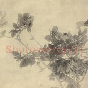 清代 任颐国画作品《画蔷薇蜻蜓》摘自 南画大成 卷六