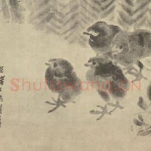 清代 任颐国画作品《画鹁》摘自 南画大成 卷六