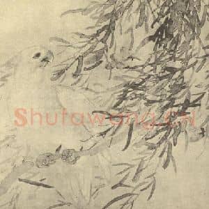 清代 陆恢国画作品《白鹦鹉图》摘自 南画大成 卷六