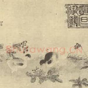 宋·辽代 宋人国画作品《小鸡图卷(一)》摘自 南画大成 卷六