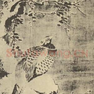 明代 吕纪国画作品《寒雪山鸡图》摘自 南画大成 卷六