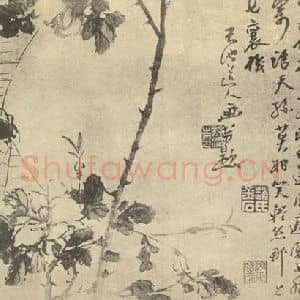 明代 徐渭国画作品《蛛网图》摘自 南画大成 卷六