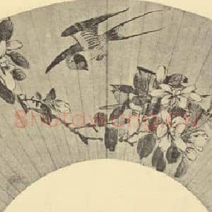明代 米万钟国画作品《燕园便面》摘自 南画大成 卷六