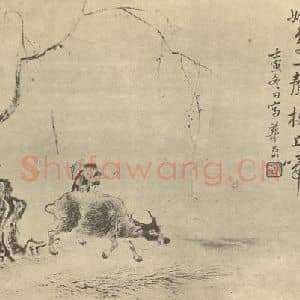 清代 华岩国画作品《牧童图》摘自 南画大成 卷七