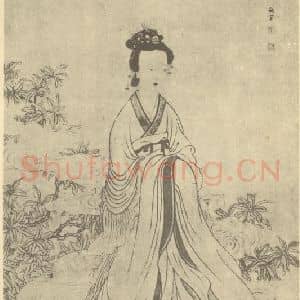 清代 余集国画作品《嫦娥图》摘自 南画大成 卷七