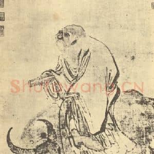 明代 张路国画作品《老子骑牛图》摘自 南画大成 卷七