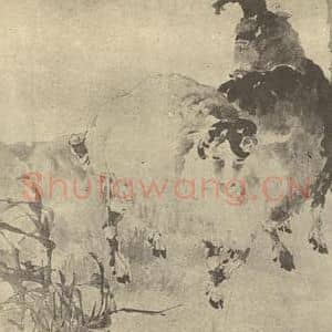 清代 任颐国画作品《人物兽畜图(七)》摘自 南画大成 卷七