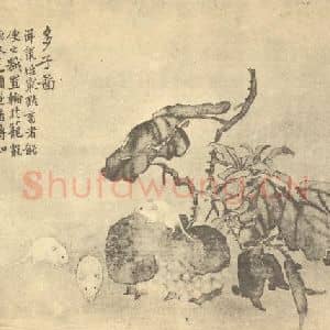 清代 陆恢国画作品《多子图》摘自 南画大成 卷七