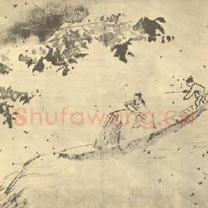 明代 徐渭国画作品《扁舟雨霁图》摘自 南画大成 卷七