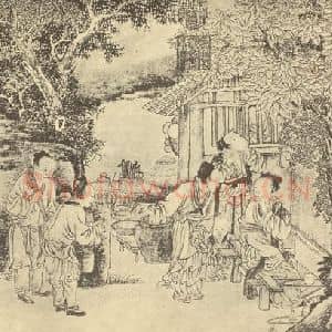 明代 丁云鹏国画作品《曾母啮指图》摘自 南画大成 卷七