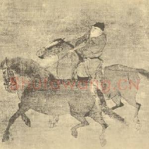 宋代 陈居中国画作品《骑马图》摘自 南画大成 卷七