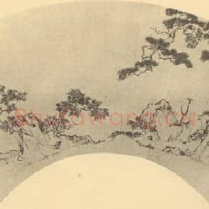 明代 仇英国画作品《山水扇面图(六)》摘自 南画大成 卷八