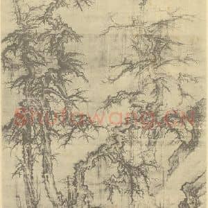 宋代 许道宁国画作品《山水轴》摘自 南画大成 卷九