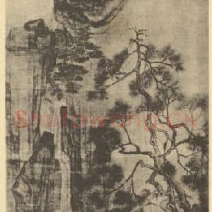 明代 唐寅国画作品《山水轴(一)》摘自 南画大成 卷九