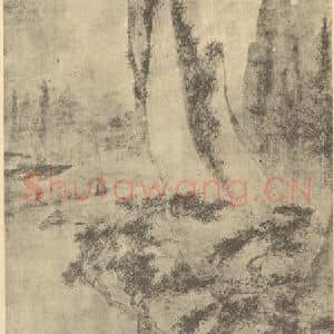 明代 唐寅国画作品《山水轴(十一)》摘自 南画大成 卷九
