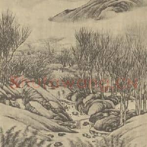 明代 陈裸国画作品《山水轴(二)》摘自 南画大成 卷九