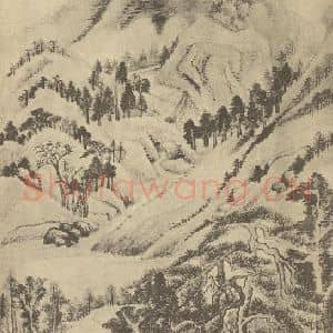 明代 董其昌国画作品《山水轴(十四)》摘自 南画大成 卷九
