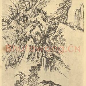 明代 程嘉燧国画作品《山水轴(五)》摘自 南画大成 卷九