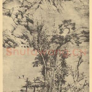 明代 蓝瑛国画作品《山水轴(一)》摘自 南画大成 卷九