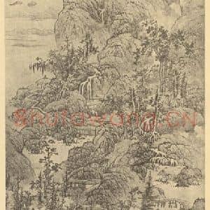 明代 蓝瑛国画作品《山水轴(六)》摘自 南画大成 卷九