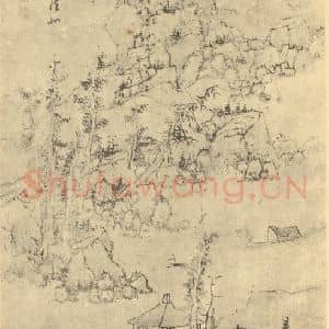 明代 蓝瑛国画作品《山水轴(七)》摘自 南画大成 卷九