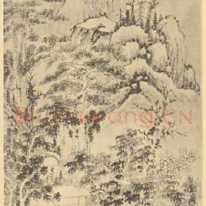 明代 恽向国画作品《山水轴(三)》摘自 南画大成 卷九
